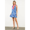 Kendall-Contrast Collar Sleeveless Print Dress