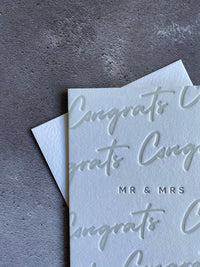 Mr & Mrs (Wedding, Congrats) Letterpress Card