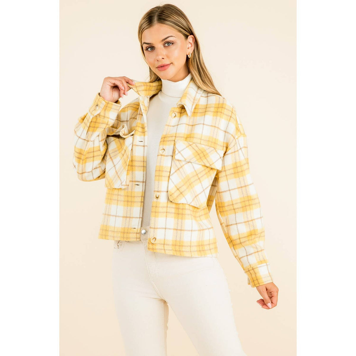 KAYLA - Plaid Button Up Jacket
