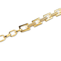 Gold Chain Bracelet-Cz Link, Gilded