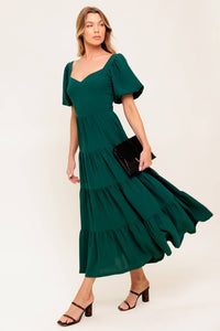 Leva- A Solid Woven Midi Dress