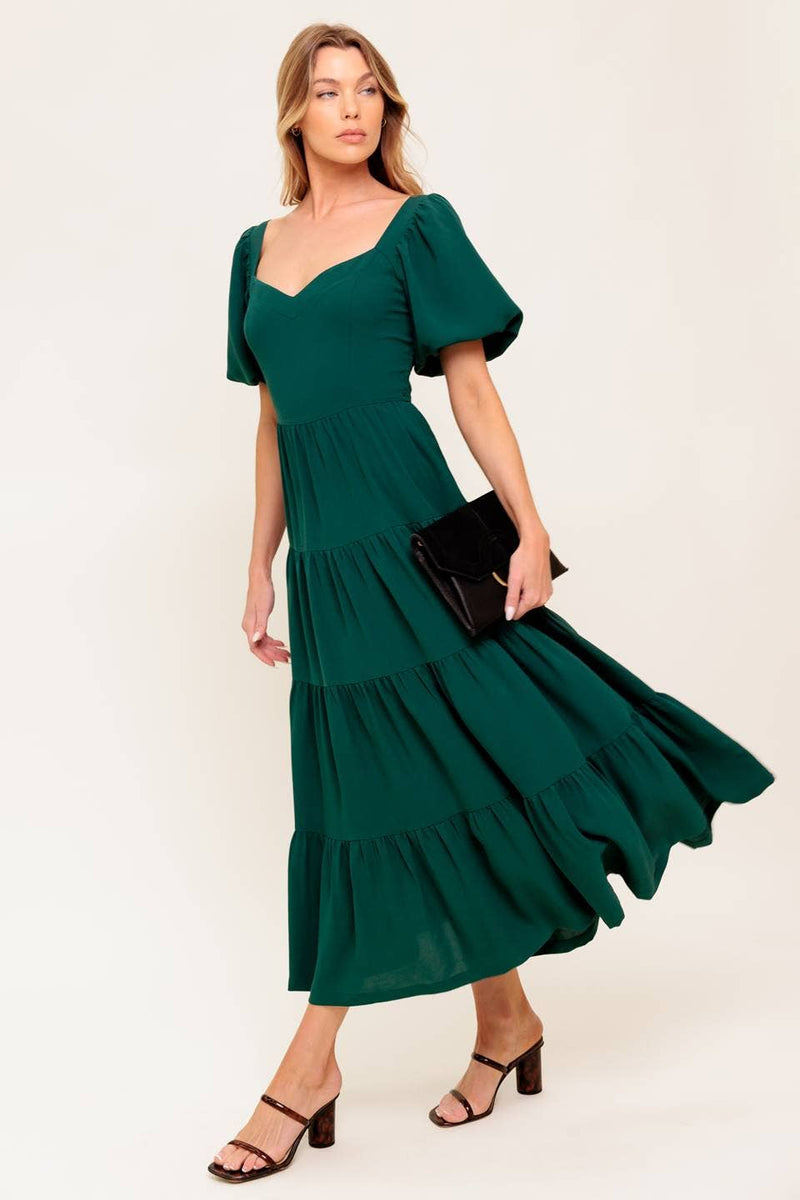 Leva- A Solid Woven Midi Dress