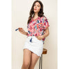 Myra-Flower Print Short Sleeve Blouse