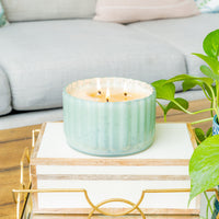 Sweet Grace Antique Green Ribbed Candle