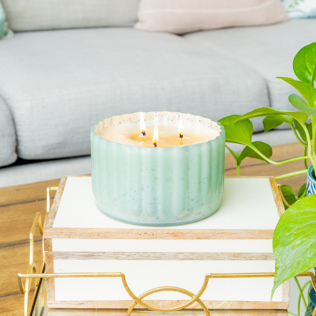 Sweet Grace Antique Green Ribbed Candle