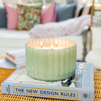 Sweet Grace Antique Green Ribbed Candle