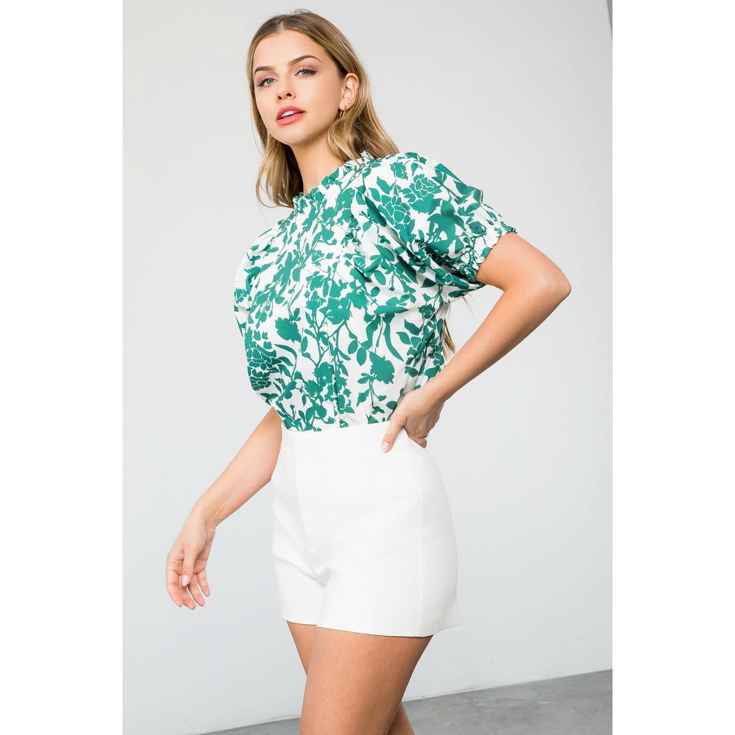 Adelle - Flower Puff Sleeve Top