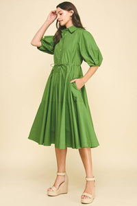 PAYTON - BUTTON DOWN TIERED MIDI DRESS