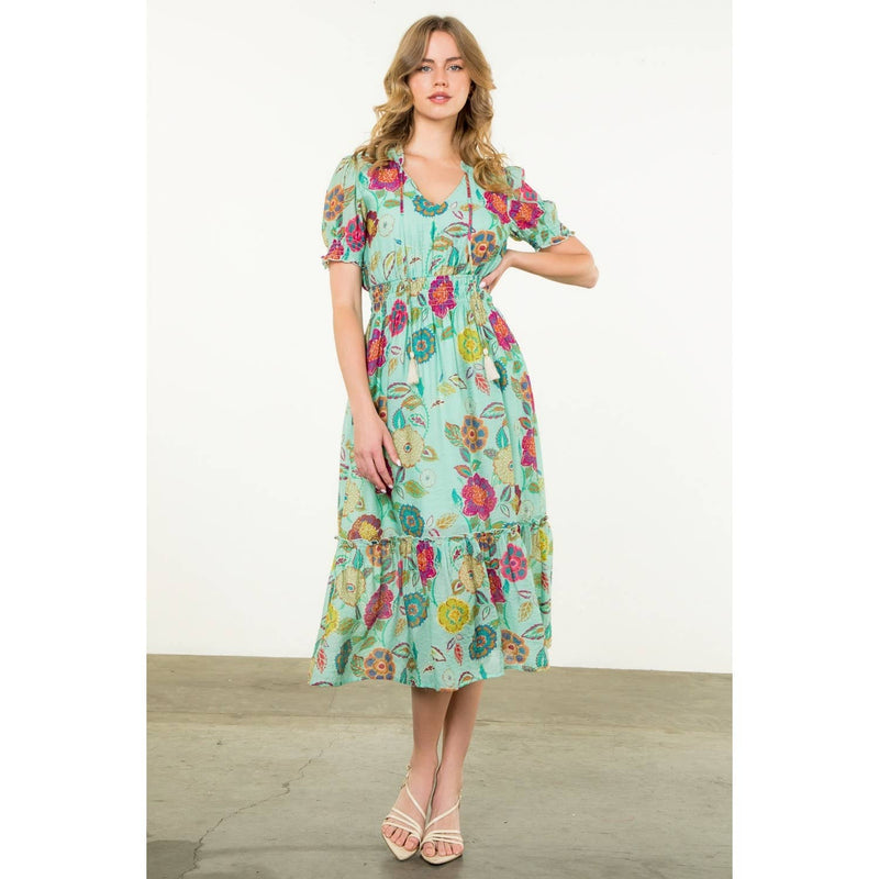 Maurice- Short Sleeve Floral Maxi Dress