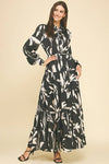 Demi- Print Button Down Maxi Dress