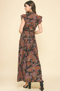 Jana - Leaf Print Tiered Maxi Dress