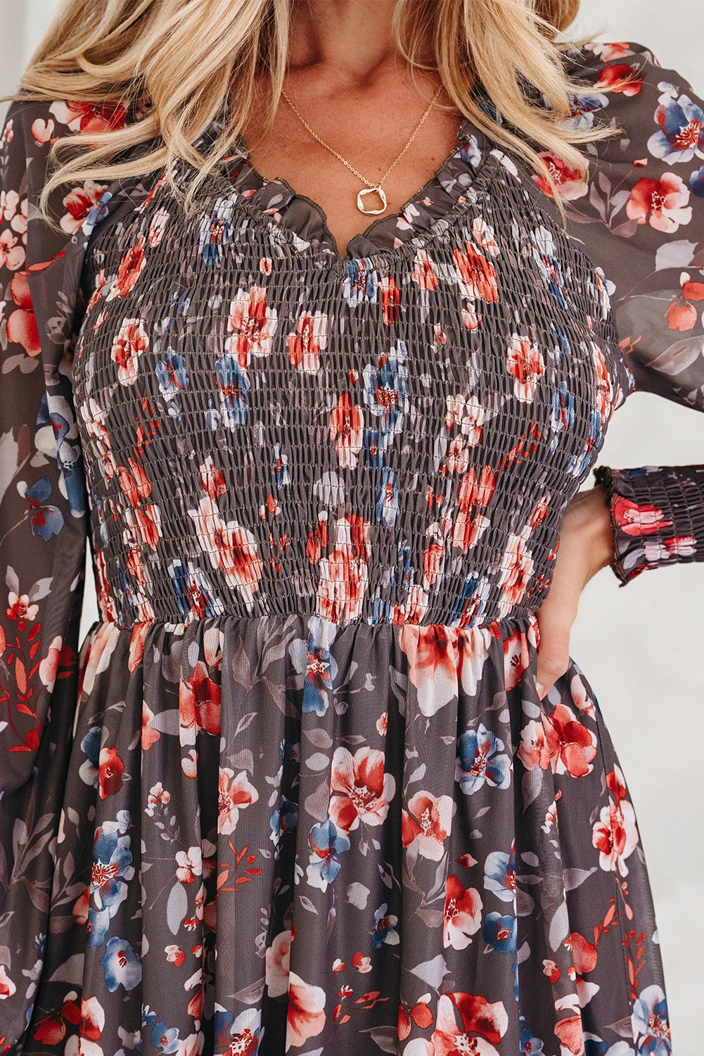 Danny - Brown Floral Mesh Mini Dress