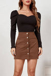 High Waist Corduroy Mini Skirt