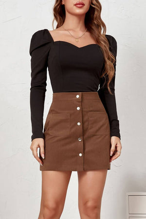 High Waist Corduroy Mini Skirt