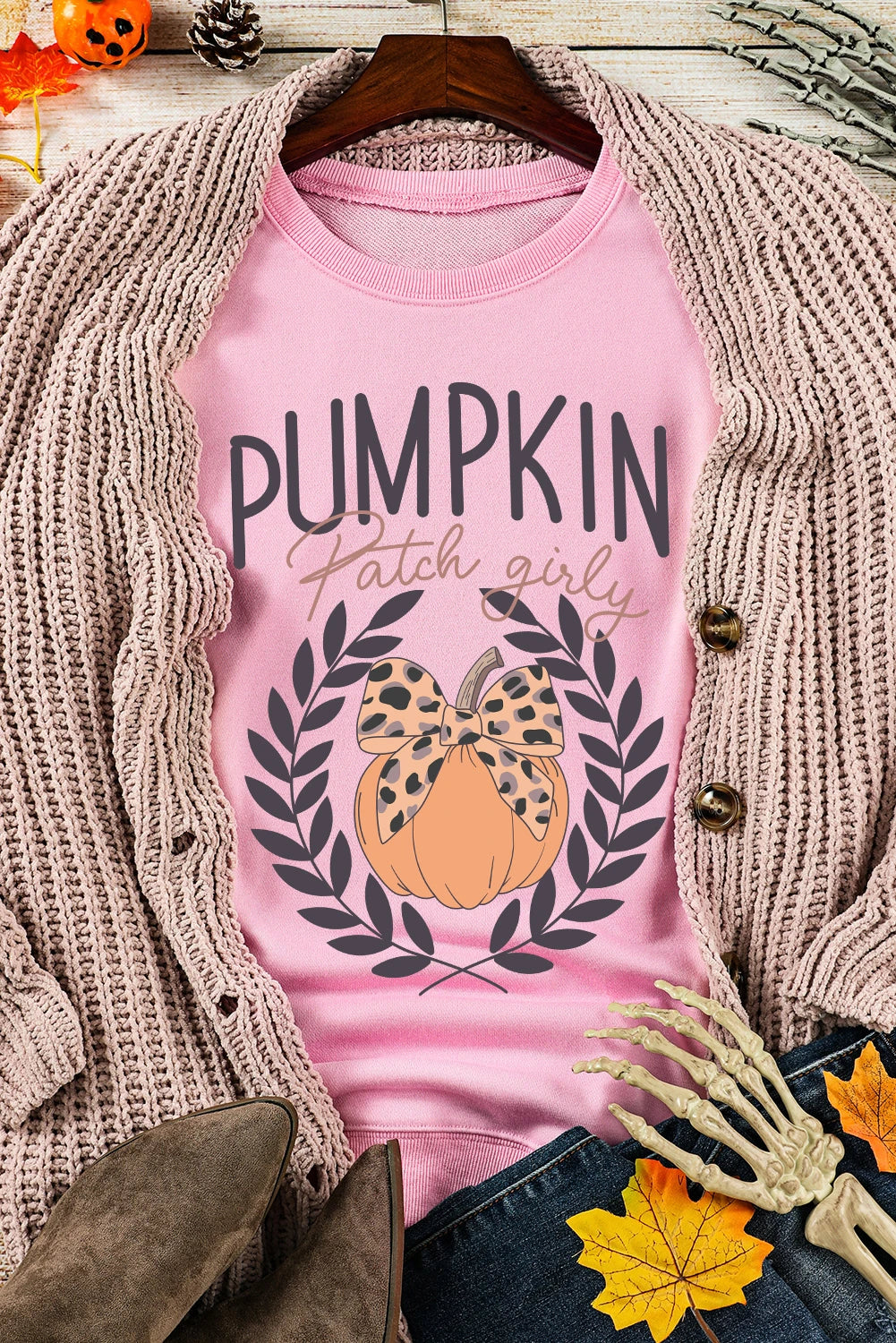 Maribel - Pink Leopard Pumpkin Sweatshirt