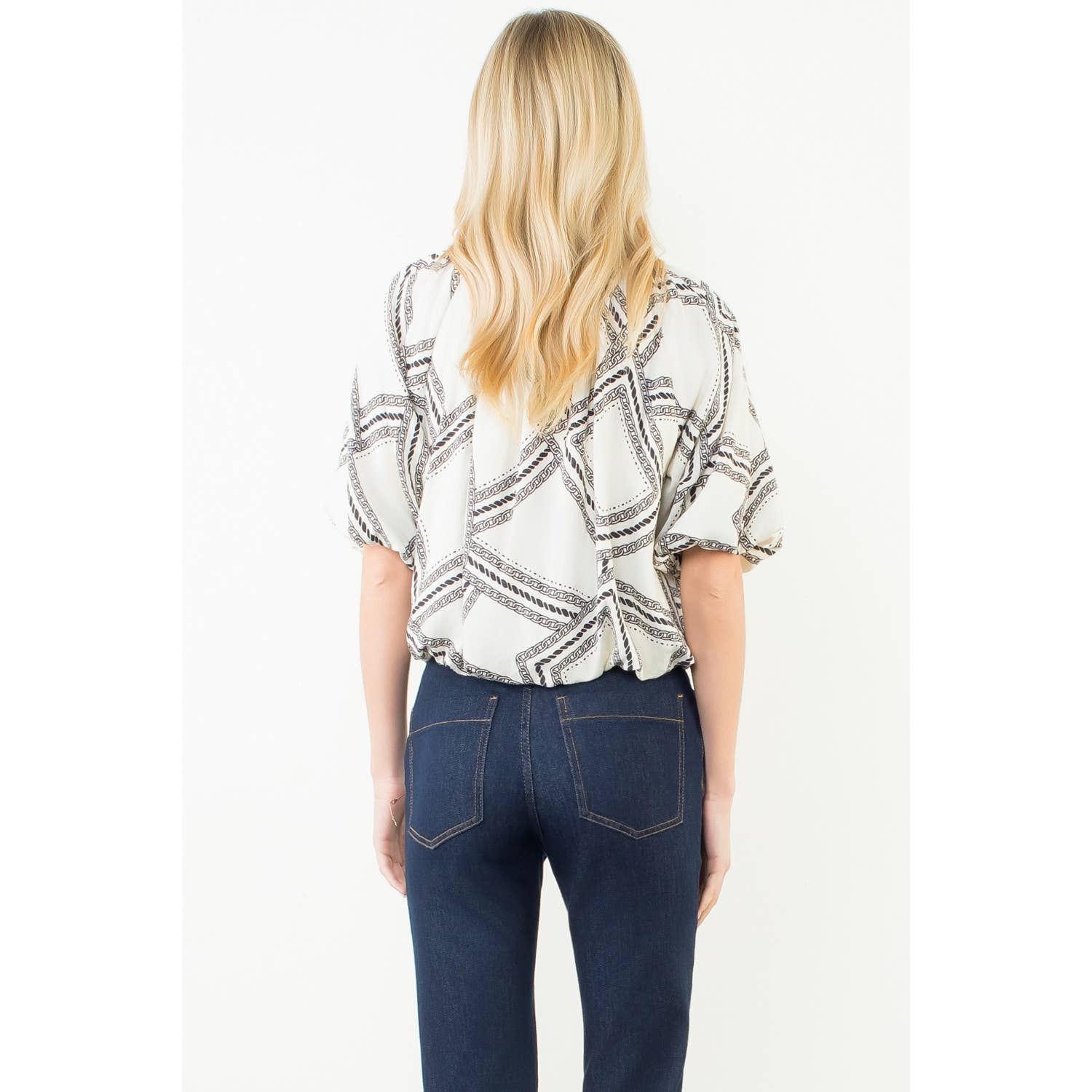 Tegan - Short Sleeve Pattern Flowy Top