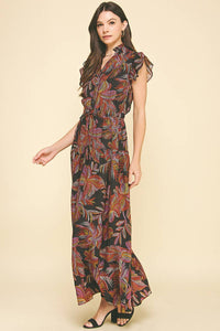 Jana - Leaf Print Tiered Maxi Dress