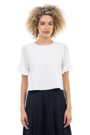 Pleated Ruffle Sleeve Blouse