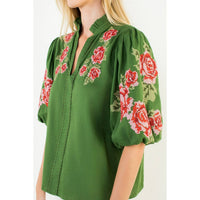 Lizbeth - V-Neck Top With Floral Embroidery