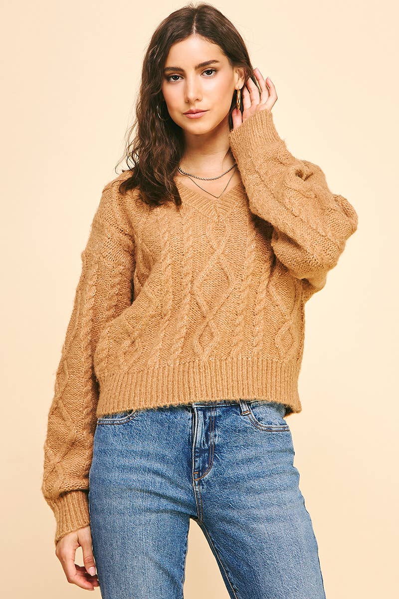 Textured Cable Knit Sweater