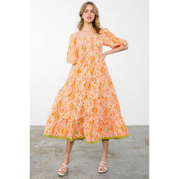 Hyacinth- Puff Sleeve Tierred Maxi Dress