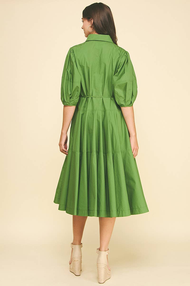 PAYTON - BUTTON DOWN TIERED MIDI DRESS