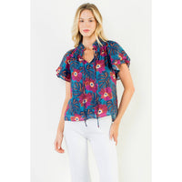 Sarah - Fluttered Floral Tie Front Top