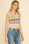 Julia- Pattern V-Neck Sweater Vest
