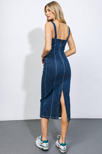 A GREATER LOVE DENIM MIDI DRESS