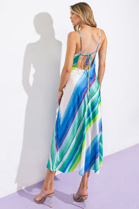 SENSE OF SERENITY WOVEN SATIN MIDI DRESS