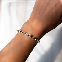 Gold Chain Bracelet-Cz Link, Gilded