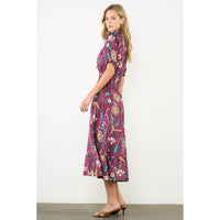 Presley-Smocked Waist Tassel Floral Maxi Dress