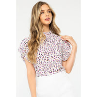 Jordan - Purple Prints Flutter Sleeve Print Top