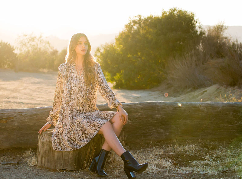 Vera-Snake Print Ruffle Dress
