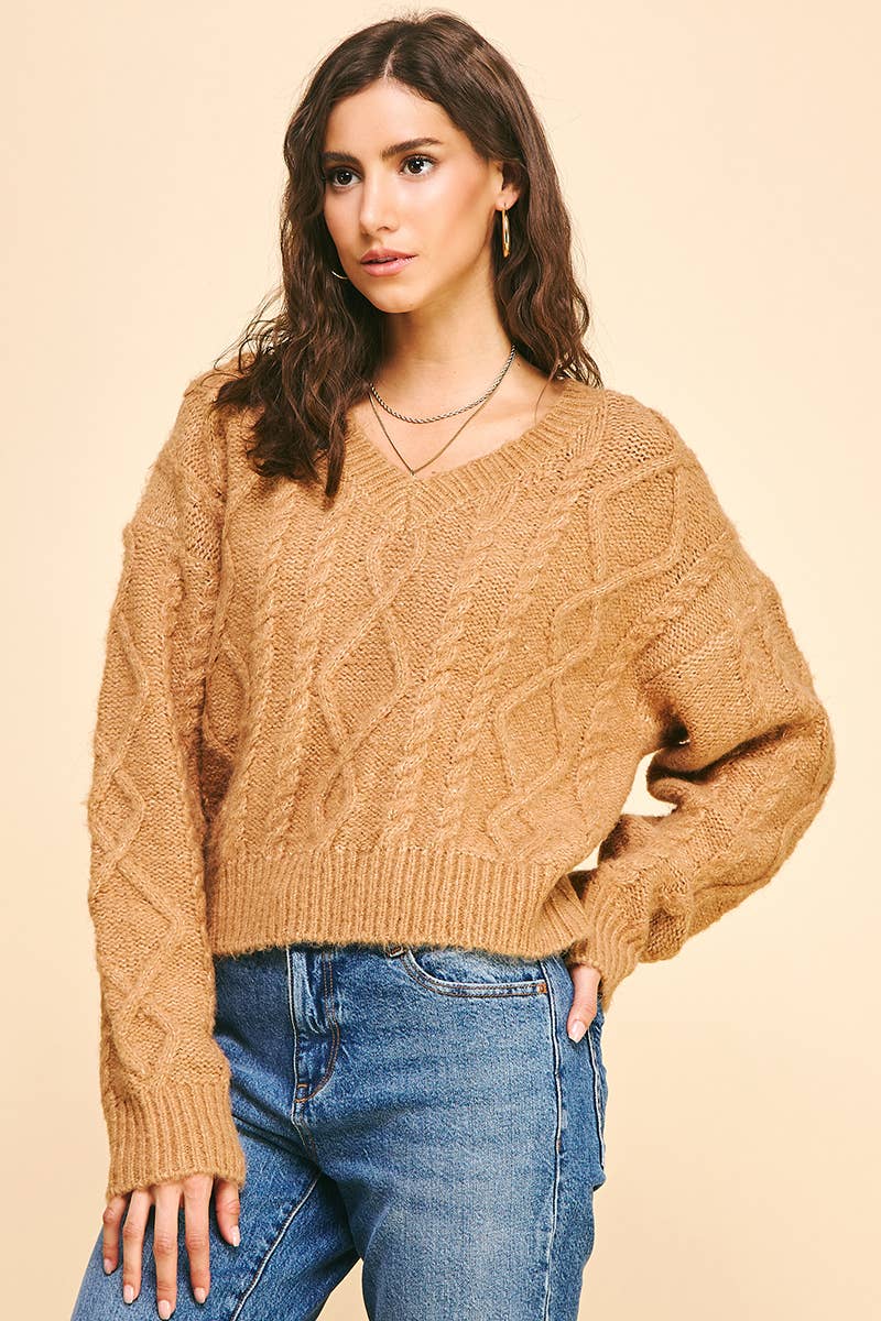 Textured Cable Knit Sweater