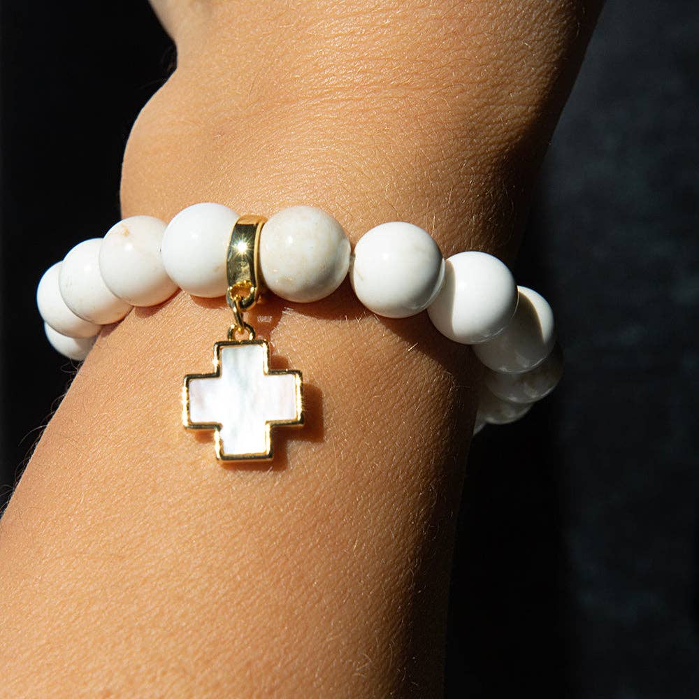 Cross Charm, Mother of Pearl, Charm Bar | Charm Necklace or Bracelet
