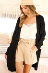 Frances-Patch Pocket Textured Crochet Knitted Cardigan