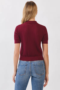 Kathleen - POINTELLE DETAILED POLO SWEATER