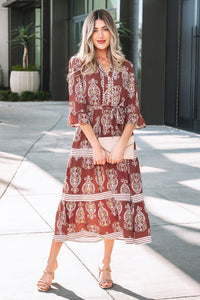Holly - Brown Floral Tiered Maxi Dress