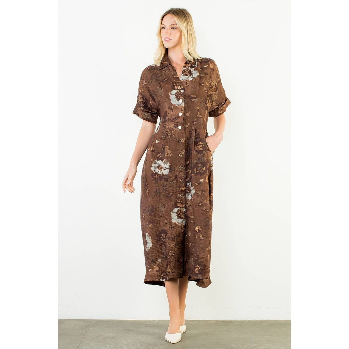 Lauren - Button Up Long Floral Dress
