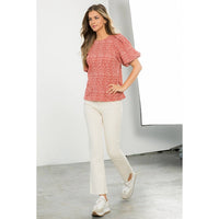Sadie - Cheetah Print Short Puff Sleeve Top