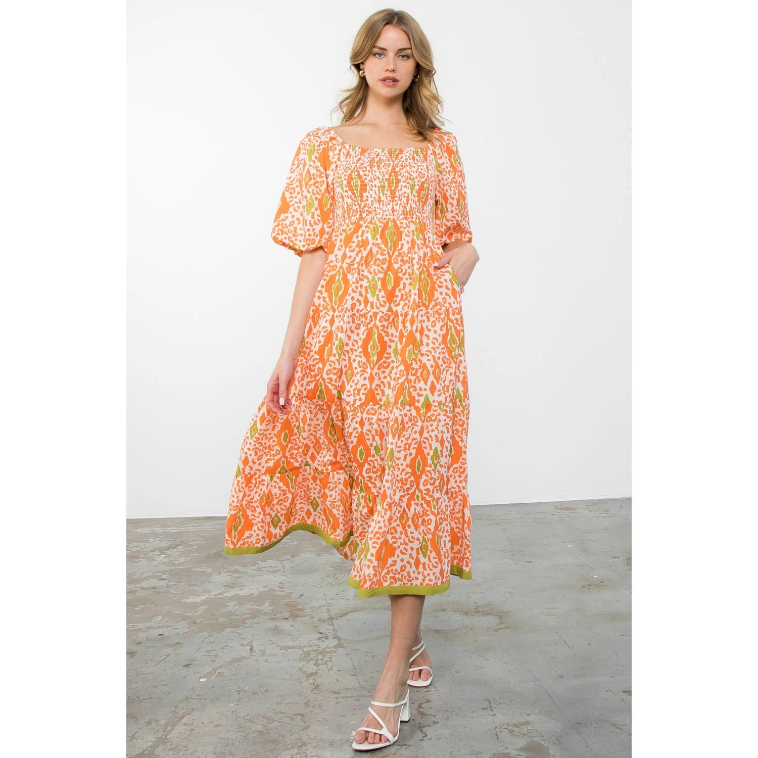 Hyacinth- Puff Sleeve Tierred Maxi Dress