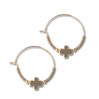 Faithful Cross Earrings-Mocha | Beaded Earrings for Women