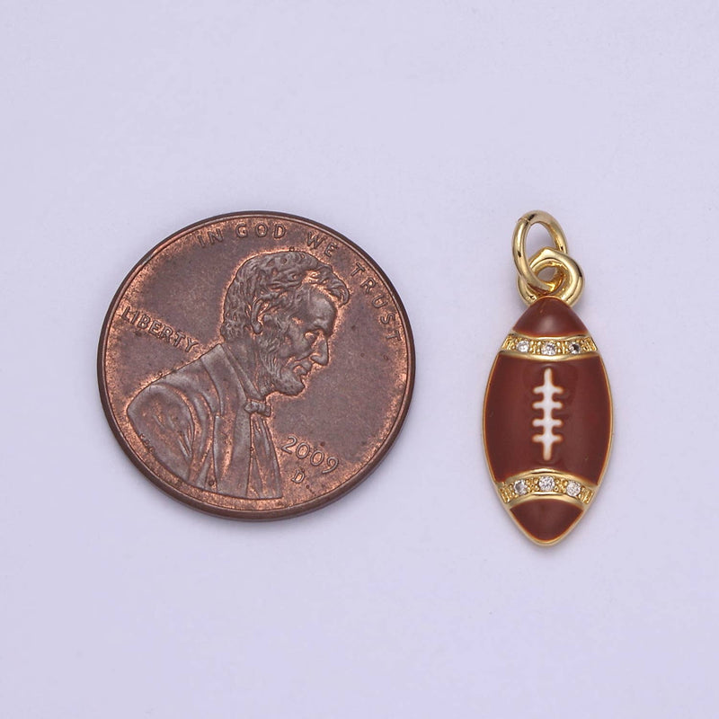 Mini Gold Football Charm for Bracelet or Necklace