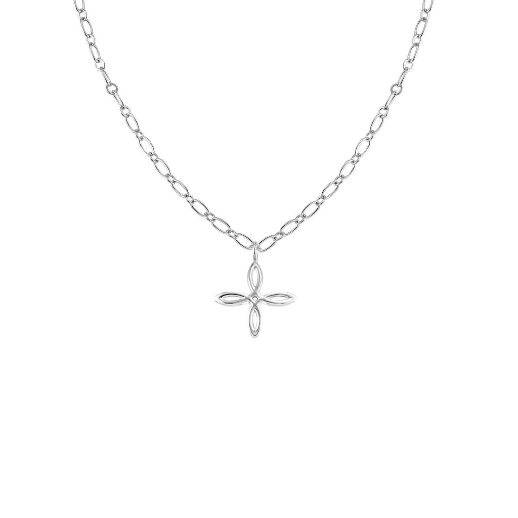 She's Classic Cross Drop Necklace in Silver