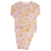 Retro Vintage Flowers Big Kid Pajama Set