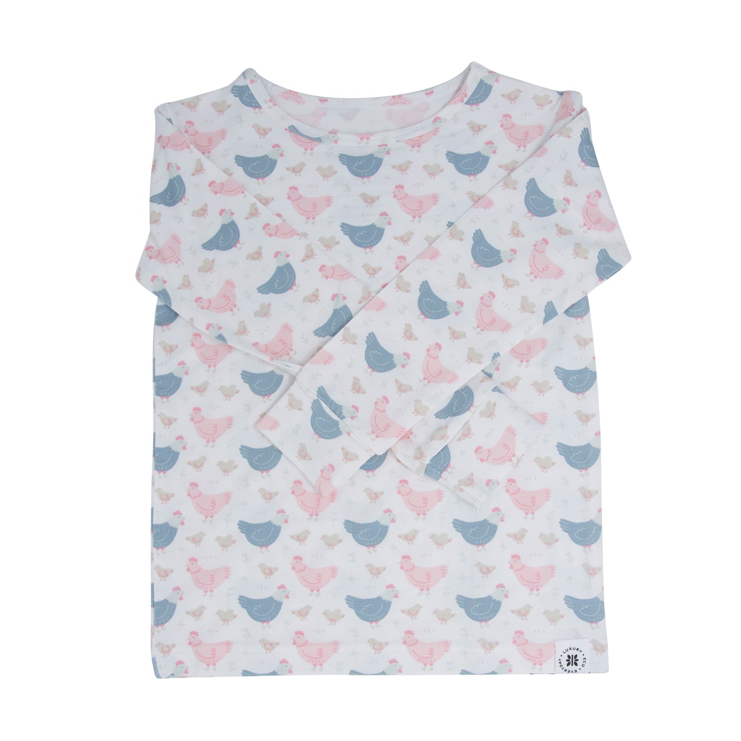 Pink Farm Hens Bamboo Big Kid Pajama