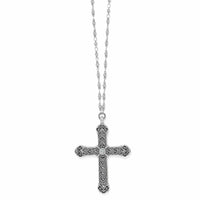 Byzantium Cross Necklace silver-plated ornate cross with beaded chain