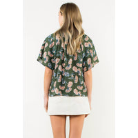 Sheila - Flower Print Short Sleeve Top