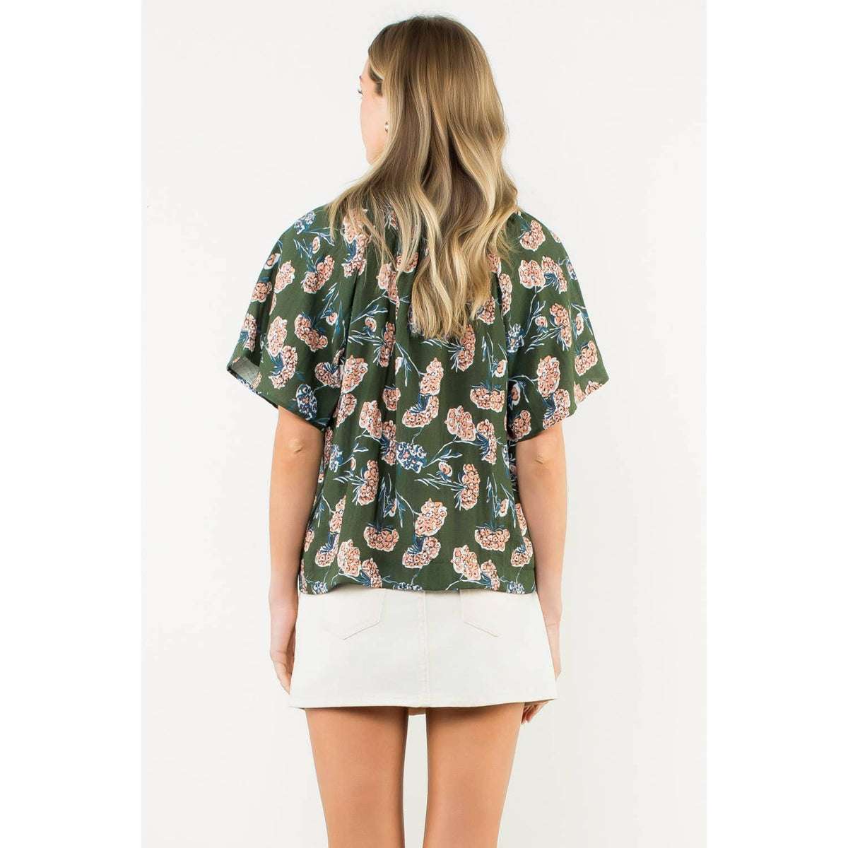 Sheila - Flower Print Short Sleeve Top